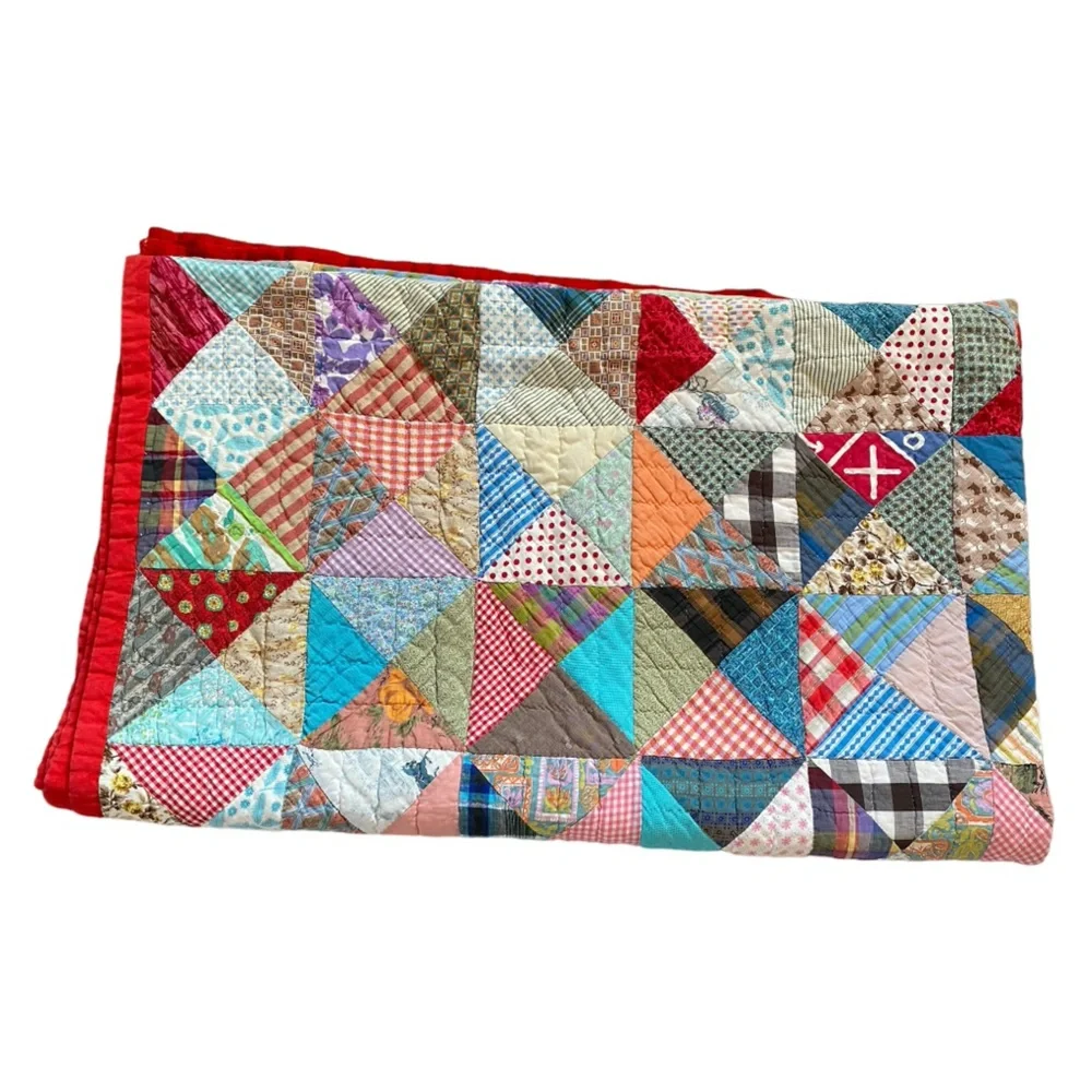 VTG HANDMADE PATCHWORK QUILT - Picture 5 of 14